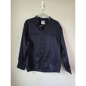 New Balsan 52C Pyrovatex Jacket Dark Navy Zip Front Satin 100% Cotton